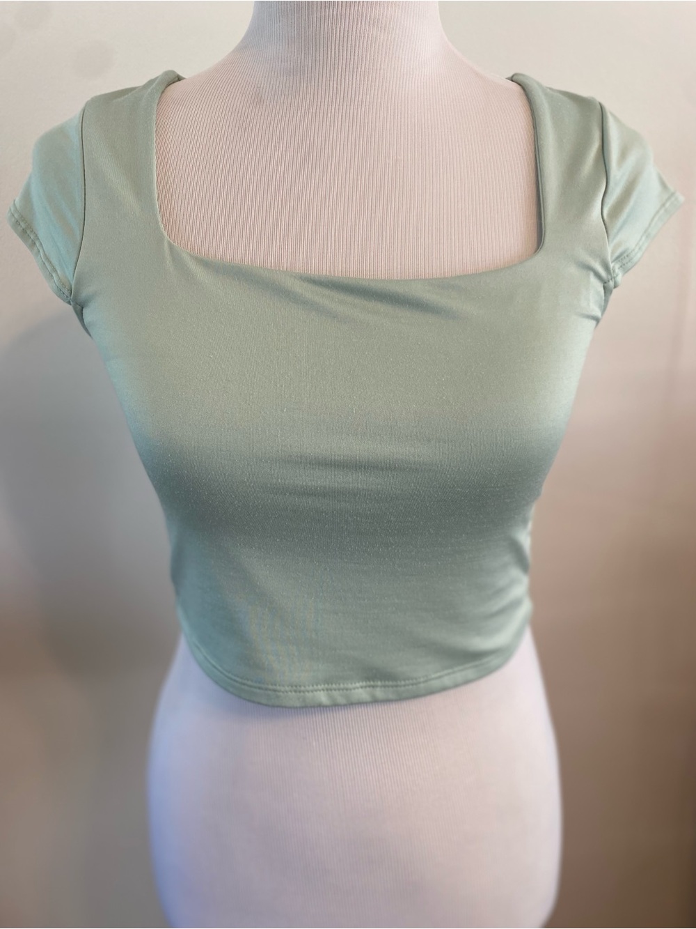 Live in the Moment Sage Green Square Neck Crop Top